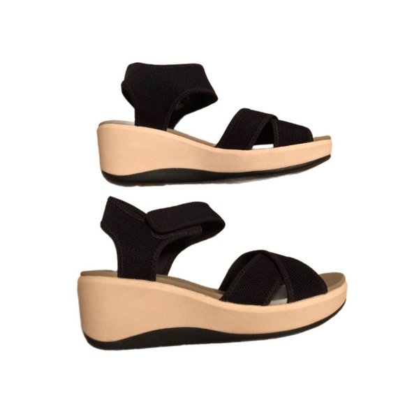 Cloudstepper by Clarks Step Cali Skye Wedge Sandals Womens Size 7M Navy Blue - Picture 3 of 7